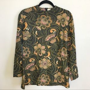 Vintage French 60’s Mod Floral Long Sleeve Top